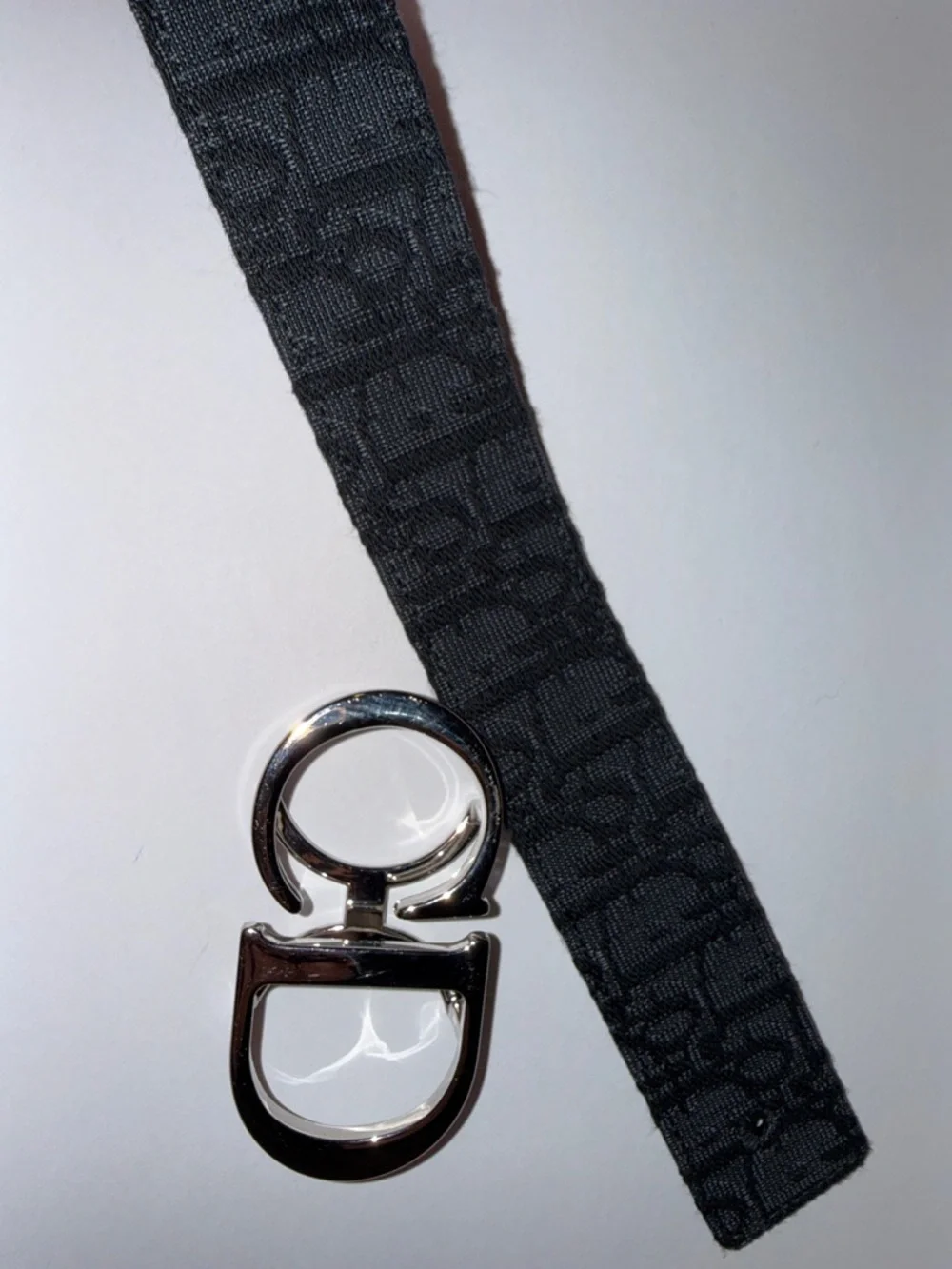 Christian Dior reversible belt with silver CD buckle